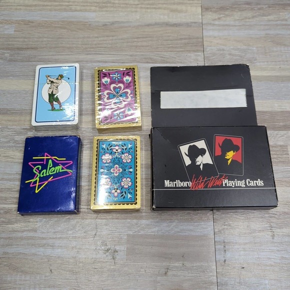 Lot of five Vintage Decks of Playing cards, Poker, Marlboro, Salem, Blackjack - Picture 1 of 8